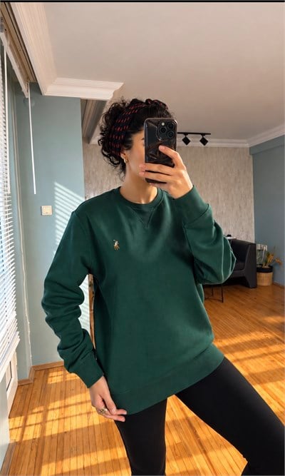 plr unısex yeşil  sweatshirt