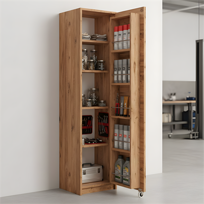 Lite Çok Amaçlı Kiler Erzak Dolabı - Mutfak Balkon Alan Düzenleyici & Tamirhane Atölye Malzeme Dolabı - Atlantik Çam