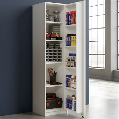 Lite Çok Amaçlı Kiler Erzak Dolabı - Mutfak Balkon Alan Düzenleyici & Tamirhane Atölye Malzeme Dolabı - Beyaz