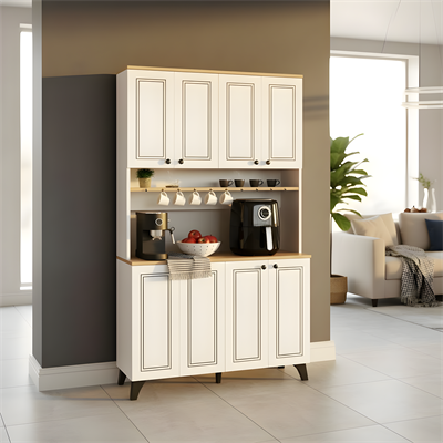 Zen Country Mutfak Airfryer ve Kahve Makinesi Bölmeli Kahve Köşesi - Beyaz