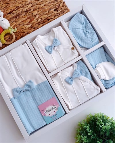 Çıkabilir papyonlu 10parça tam set hastane çıkışı 