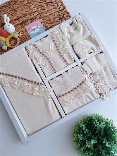 Premium dantelli organik tam set hastane çıkışı 