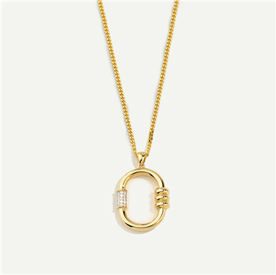 14 Ayar Altın Oval Formlu Taşlı Kolye
