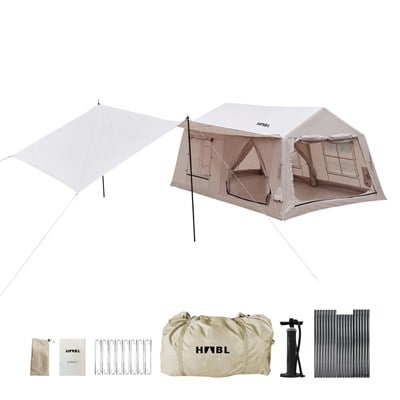 HABL 12 Kişilik 12X 12 m² - Tenteli Gölgelikli, 4 Mevsim, Su Geçirmez Şişme Çadır 400x300x235 cm