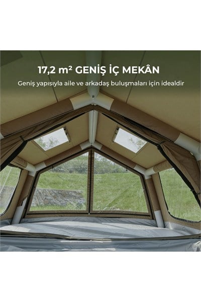 HABL 17 Kişilik 17.2 m² - 4 Mevsim, Su Geçirmez Şişme Çadır 360x480x220 cm