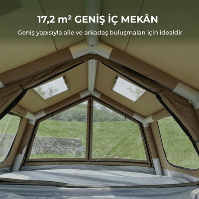 HABL 17 Kişilik 17.2 m² - 4 Mevsim, Su Geçirmez Şişme Çadır 360x480x220 cm