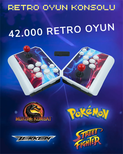 Habl 2025 Retro Arcade Oyun Konsolu 2 Kumandalı Kablosuz Set- 42.000 Oyunlu Super Box