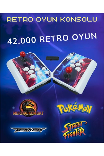 Habl 2025 Retro Arcade Oyun Konsolu 2 Kumandalı Kablosuz Set- 42.000 Oyunlu Super Box