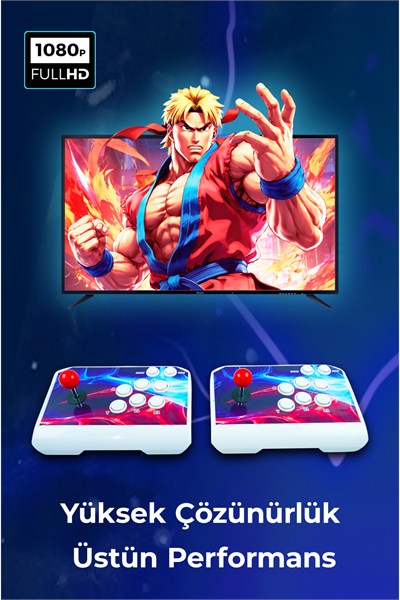 Habl 2025 Retro Arcade Oyun Konsolu 2 Kumandalı Kablosuz Set- 42.000 Oyunlu Super Box