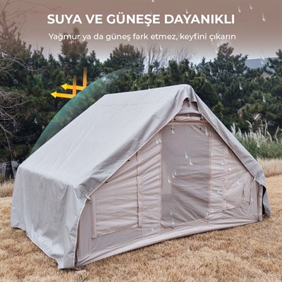 HABL 6 Kişilik 6.3 m² - Tenteli Gölgelikli, 4 Mevsim, Su Geçirmez Şişme Çadır 300x210x200 cm
