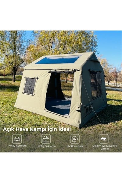 HABL 8 Kişilik 8.1 m² - Tenteli Gölgelikli, 4 Mevsim, Su Geçirmez Şişme Çadır 300x270x220 cm