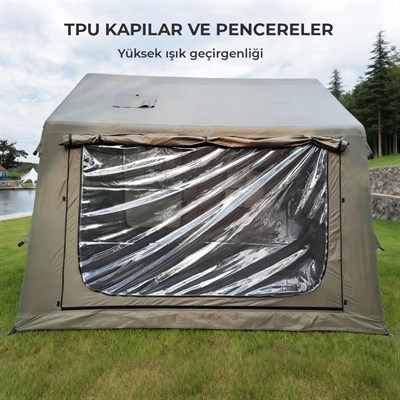 HABL 8 Kişilik 8.1 m² - Tenteli Gölgelikli, 4 Mevsim, Su Geçirmez Şişme Çadır 300x270x220 cm