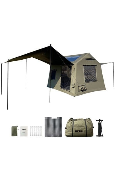 HABL 8 Kişilik 8.1 m² - Tenteli Gölgelikli, 4 Mevsim, Su Geçirmez Şişme Çadır 300x270x220 cm