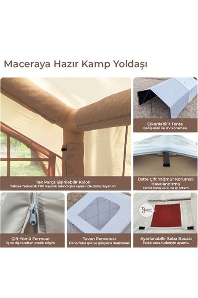 HABL 8 Kişilik 8 m² - Tenteli Gölgelikli, 4 Mevsim, Su Geçirmez Şişme Çadır 320x250x220 cm