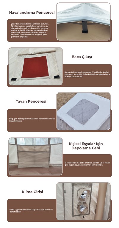 HABL 8 Kişilik 8 m² - Tenteli Gölgelikli, 4 Mevsim, Su Geçirmez Şişme Çadır 320x250x220 cm