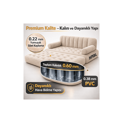 HABL Çift Kişilik 2si 1 Arada Şarjlı Şişme Koltuk ve Yatak 190x150x65