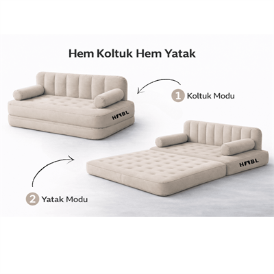 HABL Çift Kişilik 2si 1 Arada Şarjlı Şişme Koltuk ve Yatak 190x150x65