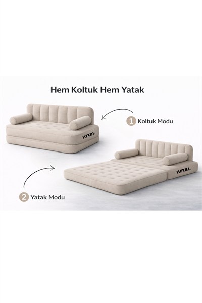 HABL Çift Kişilik 2si 1 Arada Şarjlı Şişme Koltuk ve Yatak 190x150x65