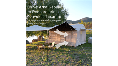 Habl Çift Tenteli Şişme Kamp Çadırı 420D Güçlendirilmiş Kumaş - 12 M2 - 2 Odalı