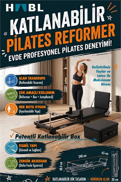 HABL Pilates Reformer Full Set – Patentli Katlanabilir Box & Zıplama Tahtası | Kompakt, Ev ve Stüdyo Kullanımına Uygun