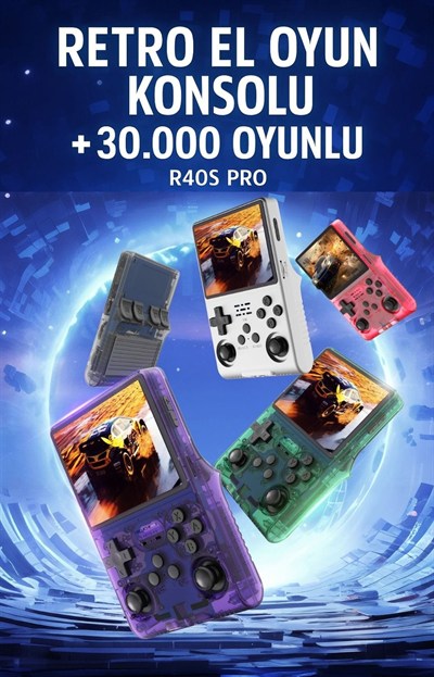 Habl R40S Pro Taşınabilir Retro Oyun Konsolu - 30.000 Oyun - ArkOs 2.0 - 256GB Siyah
