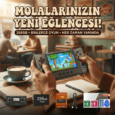Habl R50 Arkos 2.0 +50.000 Oyunlu El Konsolu 256 GB Taşınabilir Retro Oyun Konsolu Siyah