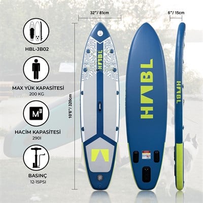 Habl Şişme Deniz Sup Board – Paddle Board - 320 x 81 x 15 Mavi