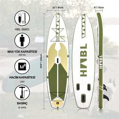 Habl Şişme Deniz Sup Board - Paddle Board – 320 x 81 x 15 Yeşil