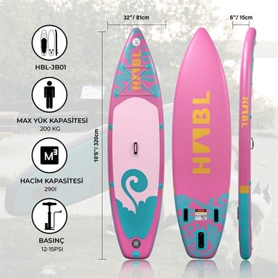 Habl Şişme Deniz Sup Board - Paddle Board – 320 x 81 x 15 Pembe