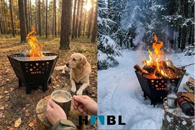 HABL Taşınabilir Ateş Çukuru Paslanmaz Izgaralı | Kamp ve Bahçe Ateşi, Mangal ve Isınma Için Çok Amaçlı