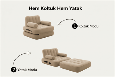 HABL Tek Kişilik 2si 1 Arada Şarjlı Şişme Koltuk ve Yatak 190x100x65