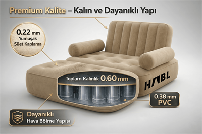 HABL Tek Kişilik 2si 1 Arada Şarjlı Şişme Koltuk ve Yatak 190x100x65