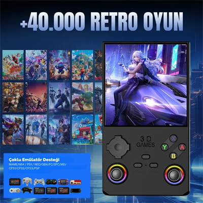 Habl V40 Max Arkos 2.0 +40.000 Oyunlu El Konsolu 256 GB Taşınabilir Retro Oyun Konsolu Beyaz