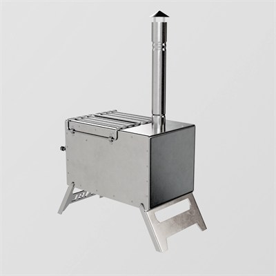 Krom Çift Askılı Çadır Sobası - Kül Hazneli | 430 Krom, 1.50 mm Sac, Kamp ve Outdoor Soba Seti