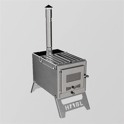 Krom Çift Askılı Çadır Sobası - Kül Hazneli | 430 Krom, 1.50 mm Sac, Kamp ve Outdoor Soba Seti