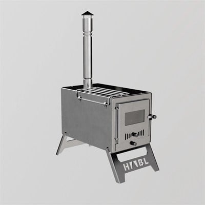 Krom Kuzineli Çadır Sobası - Kül Hazneli | 430 Krom, 1.50 mm Sac, Kamp ve Outdoor Soba Seti | Kamp Sobası