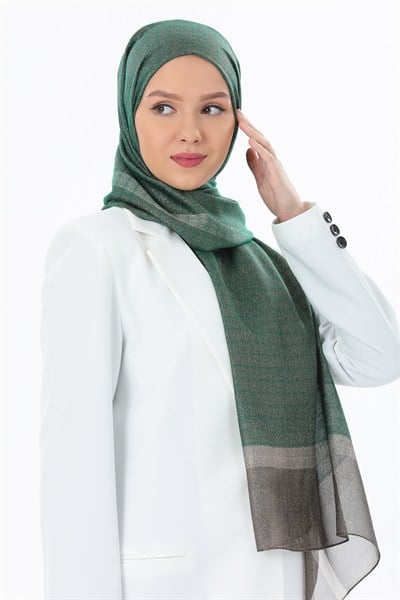 Abiye Simli Şal -Yeşil