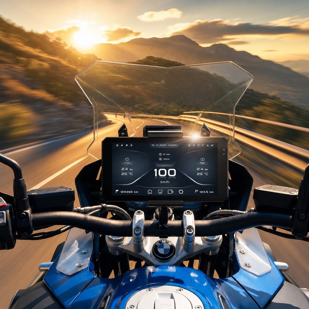 JADO S6 motosiklet CarPlay akıllı ekranı yol sürüşünde