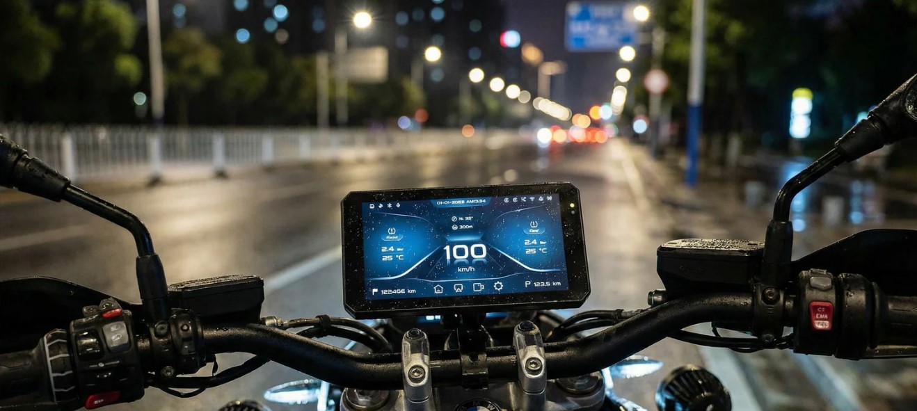JADO S6 motosiklet akıllı ekran gece şehir sürüşünde net görüntü