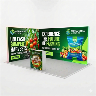 15 m² Modüler Lightbox Fuar Standı - 2 Cephe Kapalı (500x300 cm)