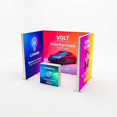 6 m² Modüler Lightbox Fuar Standı 3 Cephe Kapalı 300×200 cm - Kurulum Sonrası Görünüm