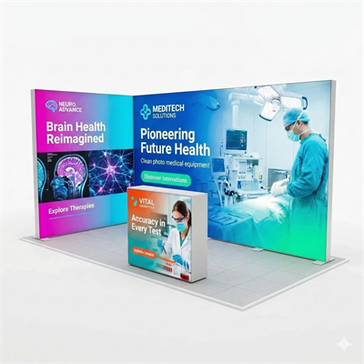 8 m² Modüler Lightbox Fuar Standı - 2 Cephe Kapalı (400x200 cm)