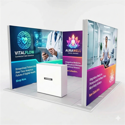 9 m² Modüler Lightbox Fuar Standı - 3 Cephe Kapalı (300x300 cm)