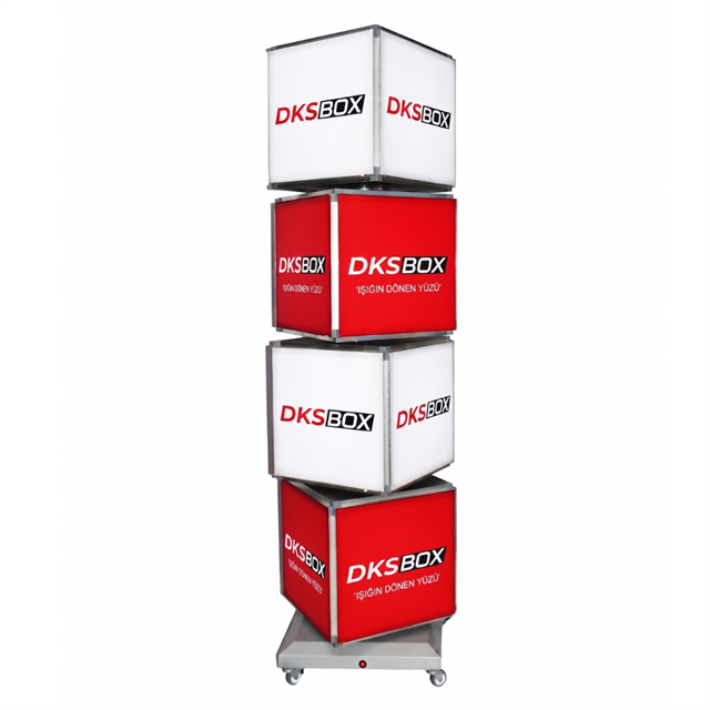 DKS RS416 Işıklı 360° Dönen Tabela Lightbox 4 Katlı 32x160cm | Dijipa