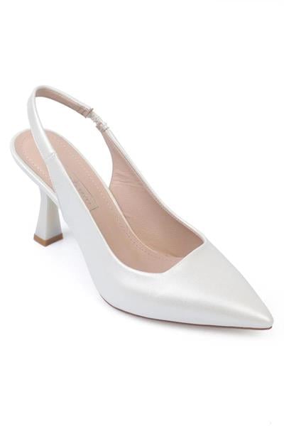 Karvenshoes Haki̇ki̇ Deri̇ Beyaz Renk Sti̇letto 29