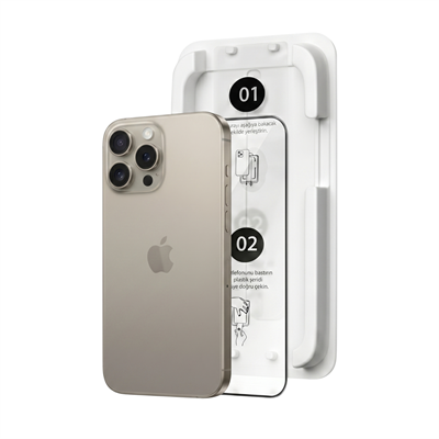 Fulltech MagicBox iPhone 15 Pro Max Premium Tempered Glass Aparatlı Ekran Koruyucu - Clear