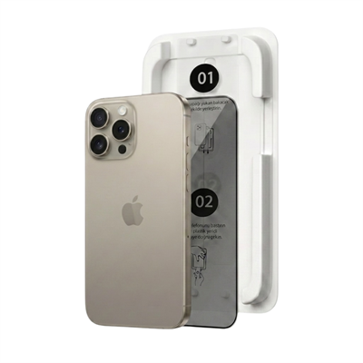 Fulltech MagicBox iPhone 15 Pro Max Premium Tempered Glass Aparatlı Ekran Koruyucu - Privacy