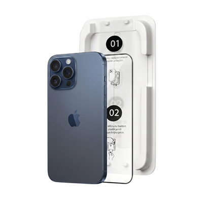 Fulltech MagicBox iPhone 15 Pro Premium Tempered Glass Aparatlı Ekran Koruyucu - Clear