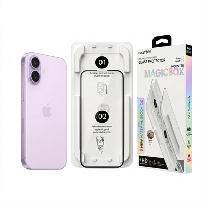 Fulltech MagicBox iPhone 17 Premium Tempered Glass Aparatlı Ekran Koruyucu - Clear