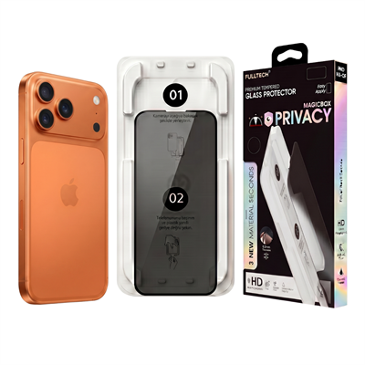 Fulltech MagicBox iPhone 17 Pro Max Premium Tempered Glass Aparatlı Ekran Koruyucu - Privacy